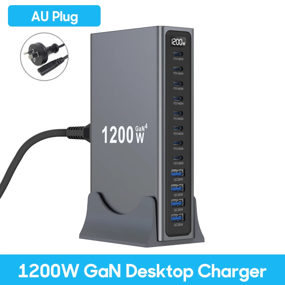 UHOMEBUY 400W USB C Charger 10-Ports GaN Charging Station 140W Max Single Port PD3.1 Fast Charger for MacBook Pro iPhone Samsung