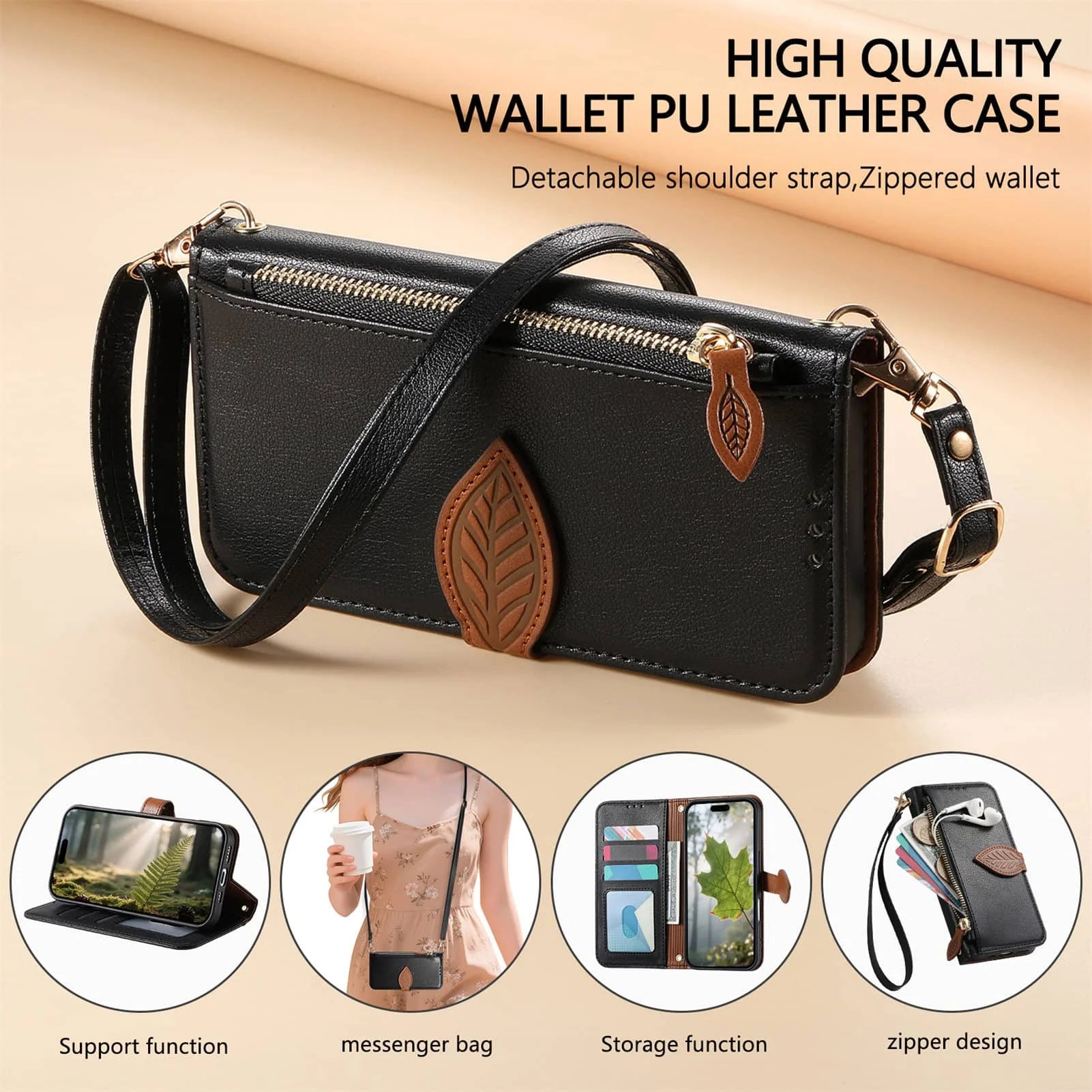 Purse Case for Google Pixel 10 9 Pro XL 10A 9A, Zipper Pocket Phone Protection Cover with Card Slots Holder Wrist Strap Lanyard