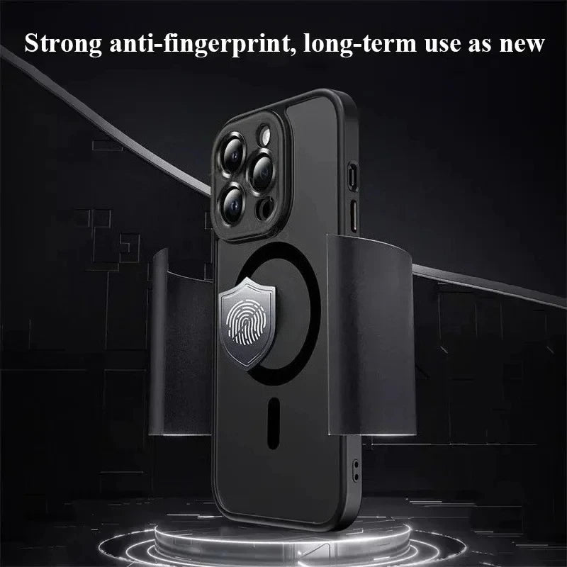 Original Case For iPhone 17 Air 16 15 14 13 12 11 Pro Max Plus For Magsafe Magnetic Wireless Charge Lens Protector Matte Cover