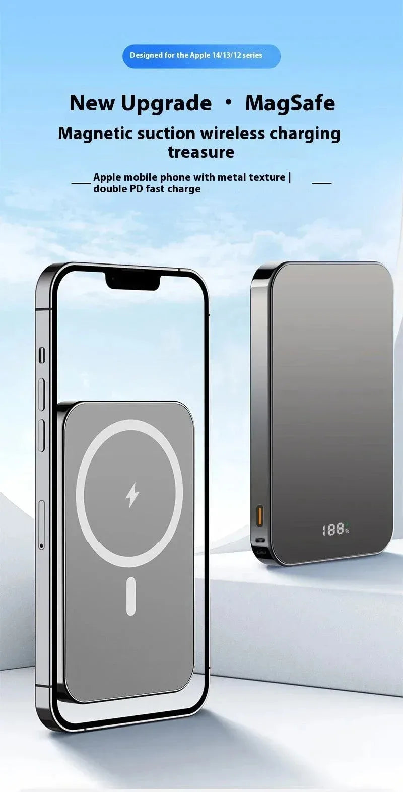 Magnetic Power Bank 20000mAh Magnetic Wireless Phone Charger External Battery PowerBanks Fast Charging For iPhone 17