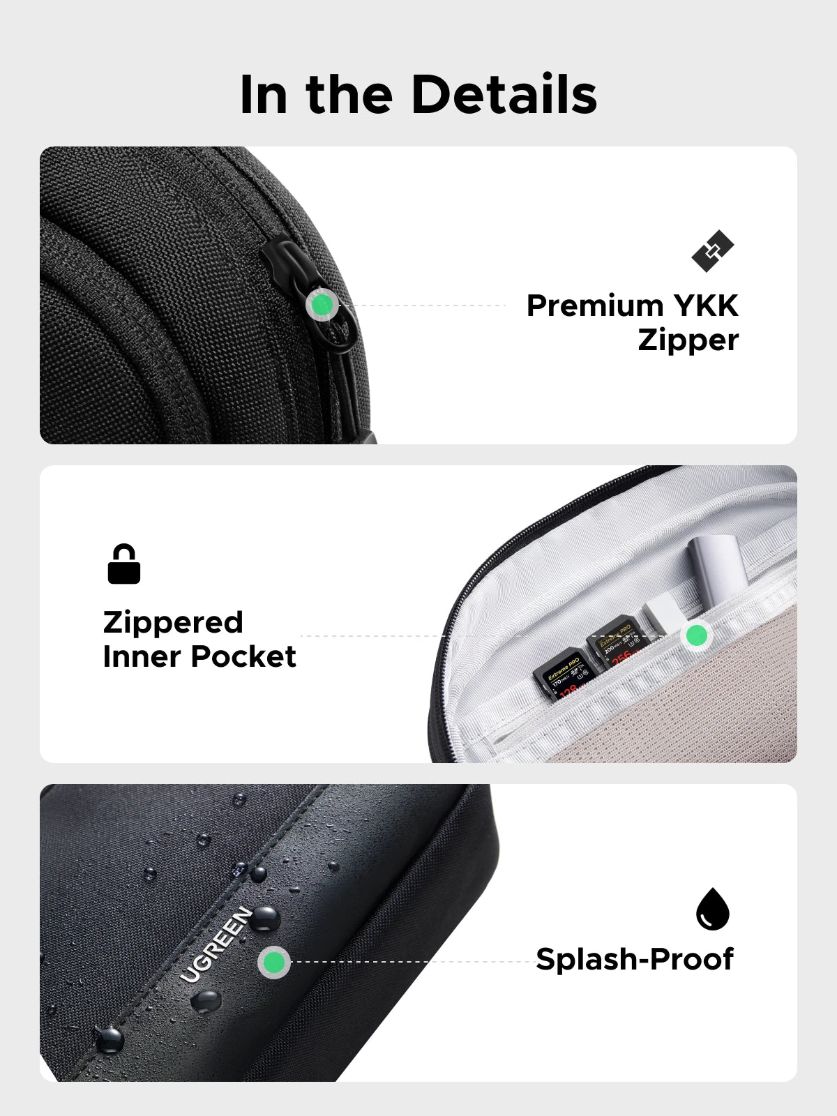UGREEN Storage Bag Case Organizer Bag S/M Size for Laptop Power Adapter HUB Earphone Cable Charger PC Digital Laptop Accessories