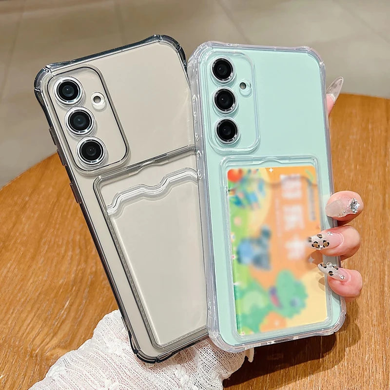 For Samsung Galaxy S23 S23FE FE S23Ultra Ultra S23Plus Plus S23+ + S22 S21 S20 S30 S10 Clear Card Slot Bag Case Soft Cover Capa