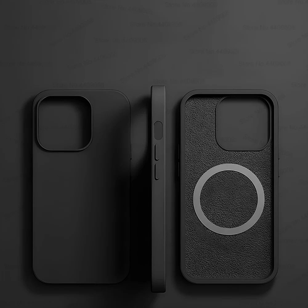 For Magsafe Liquid Silicone Case For iPhone 15 14 13 12 11 Pro Max Plus Wireless Charging Soft Back Cover Shockproof Accessories