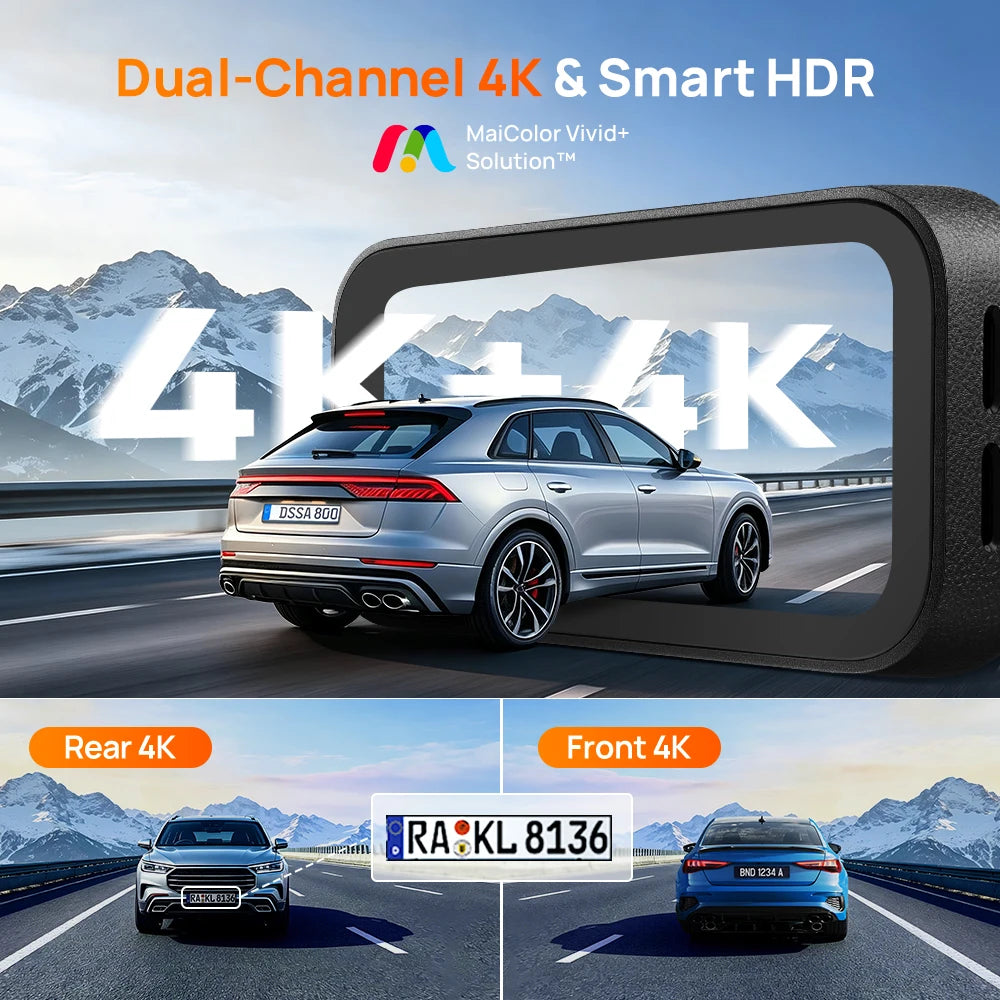 【New】70mai Dash Cam A900 Dual 4K Dual HDR f/1.55 Aperture Supercapacitor Wi-Fi 6 GPS Max 512GB 4G LTE Cloud Car DVR 70mai A900