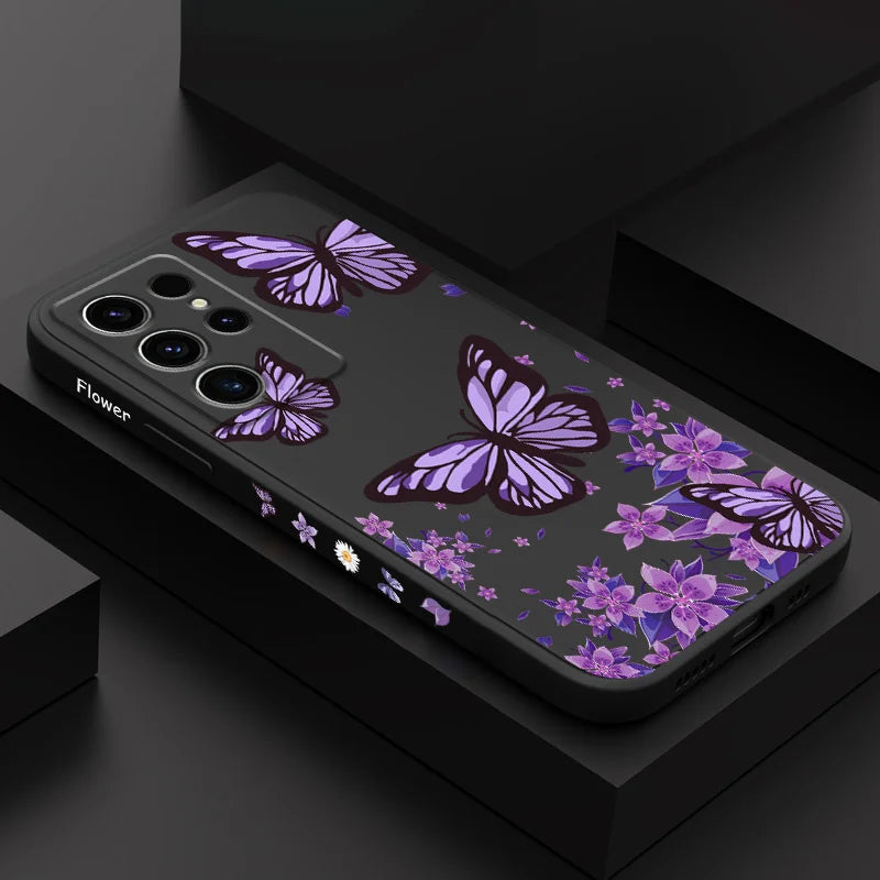 Dreamy Butterfly Phone Case For Samsung Galaxy S25 S24 S23 S22 S21 S20 Ultra FE S10 S10E Plus Note 20 Ultra Silicone Cover