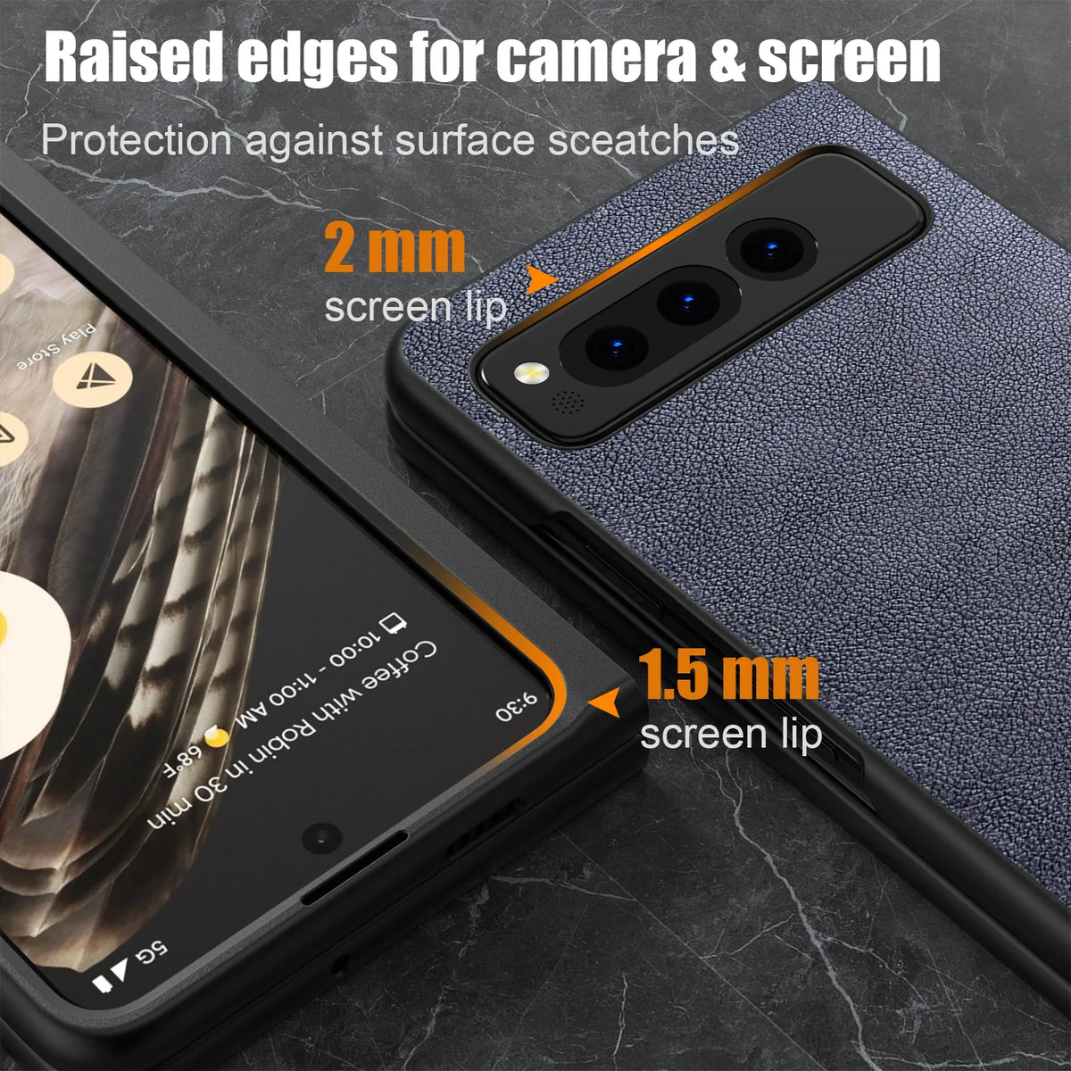 PU Leather Case for Google Pixel Fold 5G Simply Business Style Hard PC with PU 2in1 Material