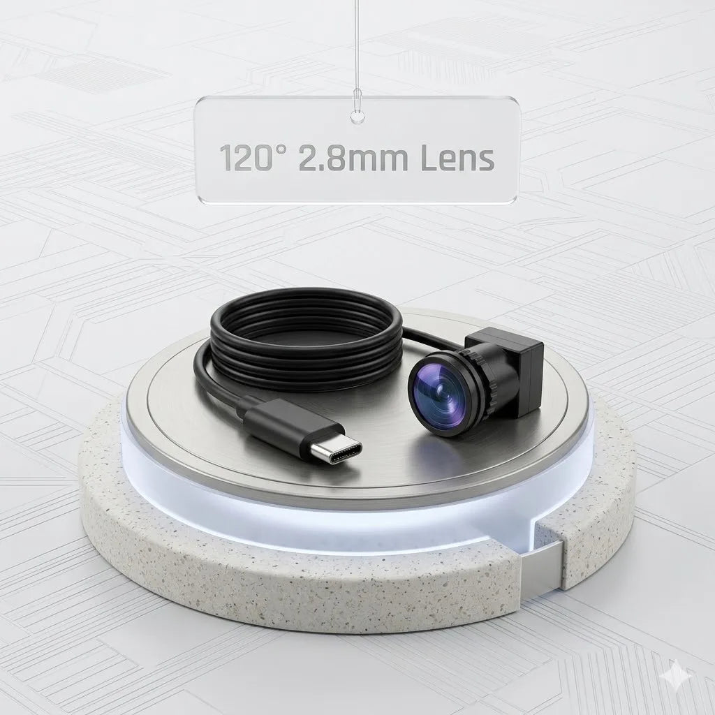 1080P Mini Webcam for Video Call TV, 3.7mm 90° & 2.8mm 120° Lens, USB Type-C Plug Play PC Camera with Mic, 2M Cable Android iOS