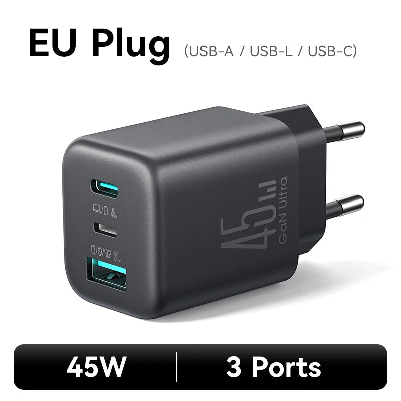 Joyroom 45W USB C/L/A Charger Mini Wall Charger EU UK Adapter Phone Charger for iPhone Earphone Mobile Phone Charger TO1