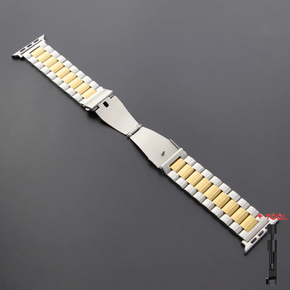 Stainless Steel Band for Apple Watch Ultra 4 3 2 49mm Series 12 11 10 46mm 45mm 44mm 42mm Metal Strap for IWatch 9 8 7 6 SE3 5 4