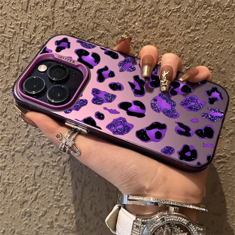 Shining Purple Leopard Print Phone Case For Samsung Galaxy S26 S25 Ultra S24 Plus S23 FE S22 S21 S20 A16 A54 A53 A34 A55 Cover