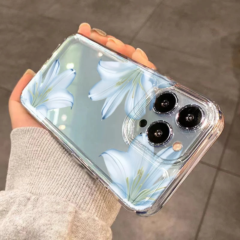 Phone Case for iPhone 11 12 13 14 15 16 17 Pro Max XS X XR 7 8 Plus 16E 17 Air Fashionable And Exquisite White Lily Flower Cover