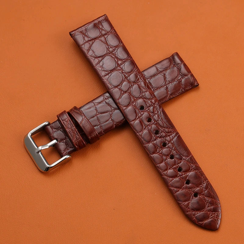 High end crocodile leather strap, 18 19 20 21 22MM. Black brown soft, quick release, leather luxury men's and women's watchband