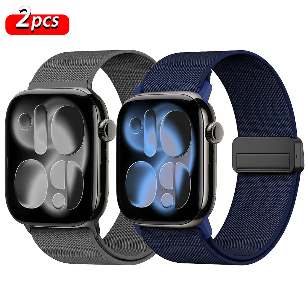 Magnetic Loop For Apple Watch Band 40mm 44mm 45mm 49mm 41mm 38 Nylon sport bracelet iwatch ultra 4 3 2 Series 12 11 10 9 8 se
