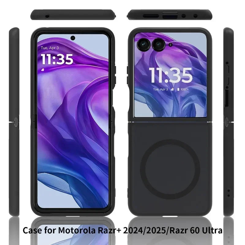 Luxury Matte Magnetic Charge Phone Case For Motorola Moto Razr 60 50 Ultra Razr + 2025 2024 2022 Skin Feel Shockproof Fold Cover