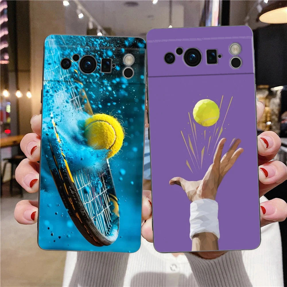Sport Tennis Phone Case For Google Pixel 10A 10 9 8 7 6 Pro XL 9A 8A 6A 7A 5G Soft Shockproof TPU Black Cover