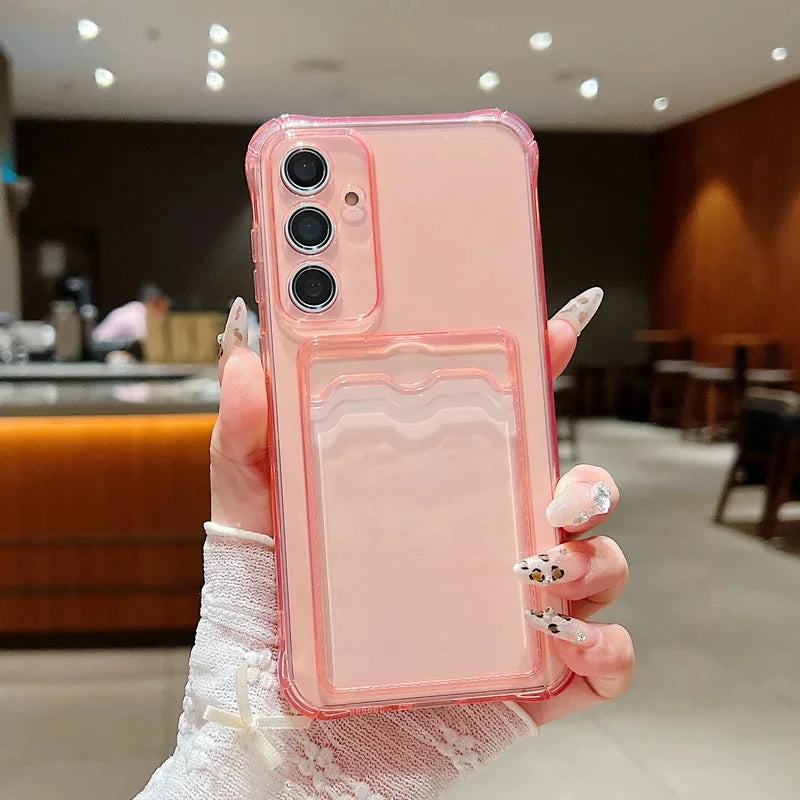 For Samsung Galaxy S23 S23FE FE S23Ultra Ultra S23Plus Plus S23+ + S22 S21 S20 S30 S10 Clear Card Slot Bag Case Soft Cover Capa