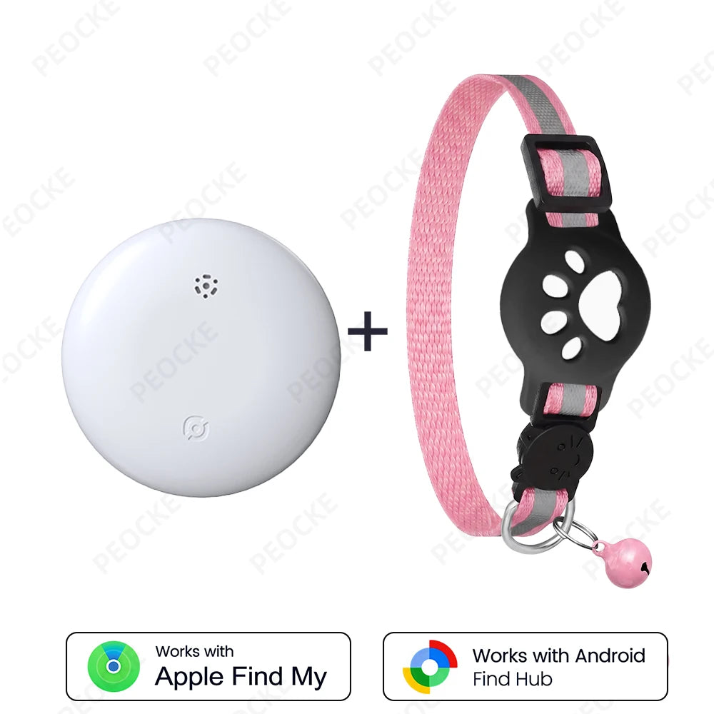 Dual System Pet Smart Tracker Tag With Cat Collar Android/iOS Anti-Lost GPS Tracker Works With Apple Find My /Google Find Hub