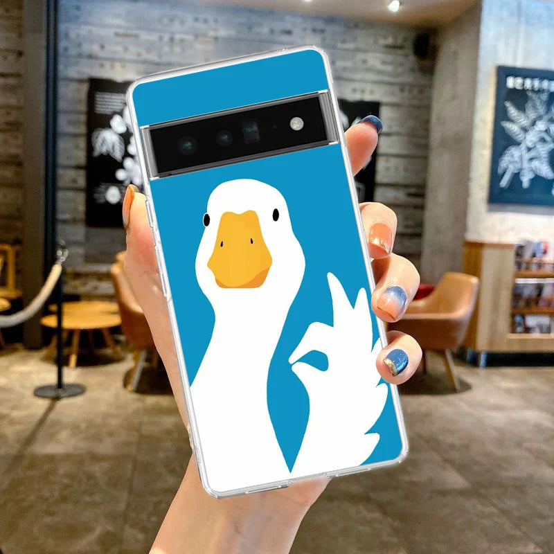 Phone Case Cover for Google Pixel 10 9 8 7 6 5 4 4XL Soft TPU 7A 6A 5A 4A 3A Pro XL 5G Transparent Shell Cute Goose Duck Game