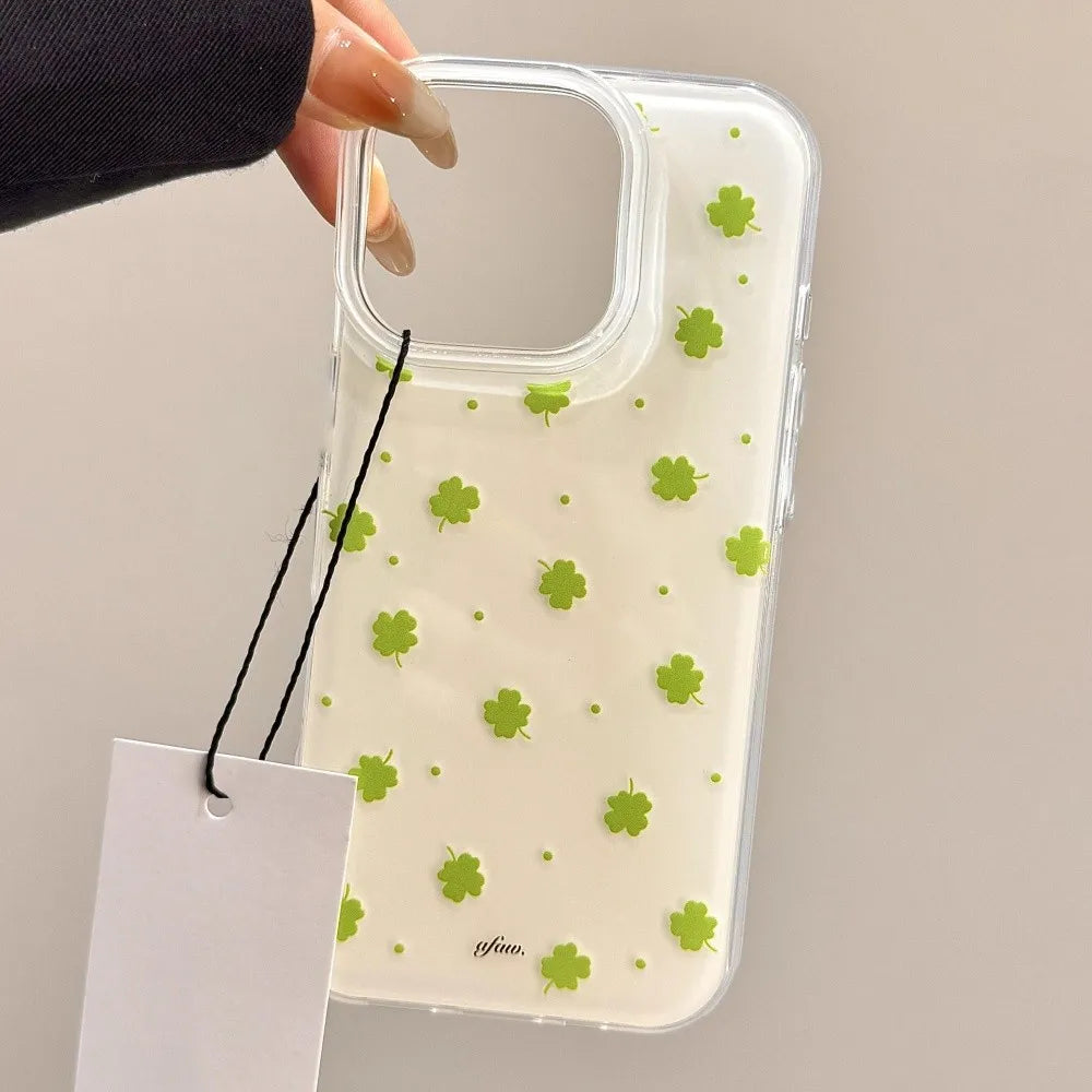 Summer Green Lucky Four-Leaf Clover Phone Case For Samsung Galaxy S25 S24 S23 S22 S21 S20 FE Note20 Edge Plus Ultra Lite 5GCover