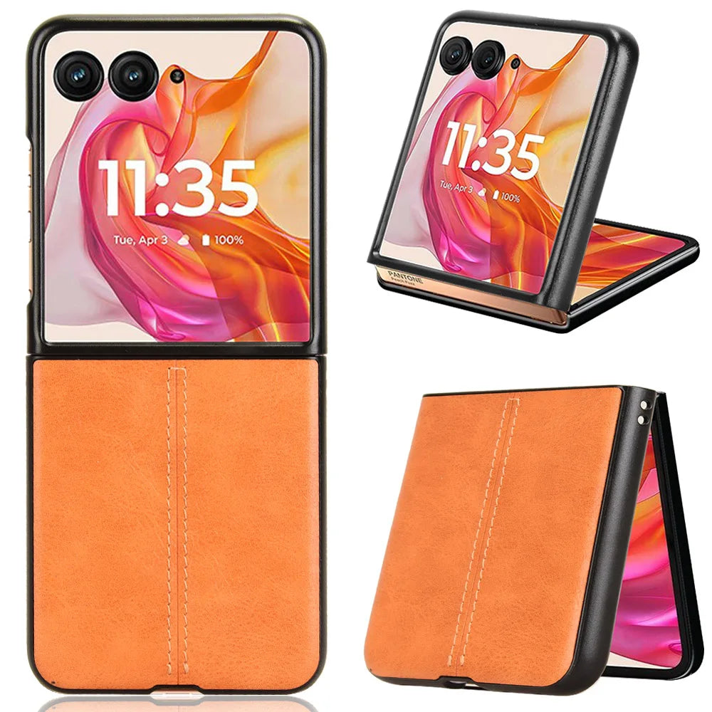 Stitching Fabric Leather Texture Case for Motorola Razr 50 Ultra 2024 Moto Razr 40 Plus 2023 Cover Lightweight Coque Fundas Capa
