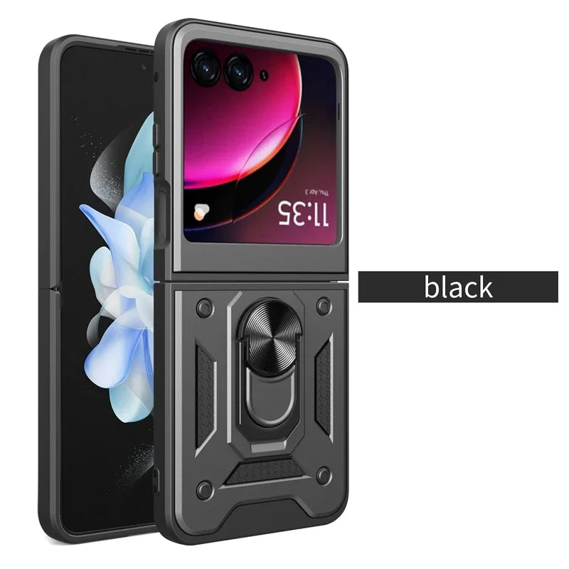 Armor Shockproof Case For Motorola Razr 60 50 40 Ultra Moto Razr+ Plus 2025 2024 2023 Cover With Ring Stand Holder Coque Fundas