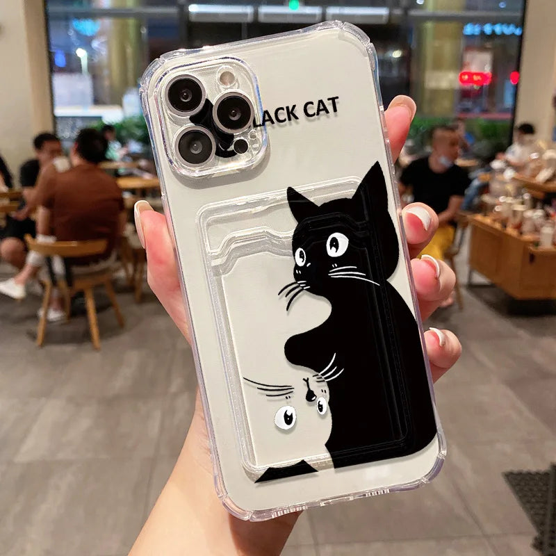 Card Slot Holder Phone Case For iPhone 13 17 15 16 11 12 14 Pro Max 16e Air XR XS X 7 8 Plus SE Soft Photo Pocket Wallet Cover
