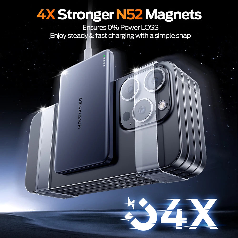 MOVESPEED S10 Magnetic Power Bank 10000mAh Wireless Fast Portable Charge External Battery Powerbank for iPhone 17 16 15 Samsung