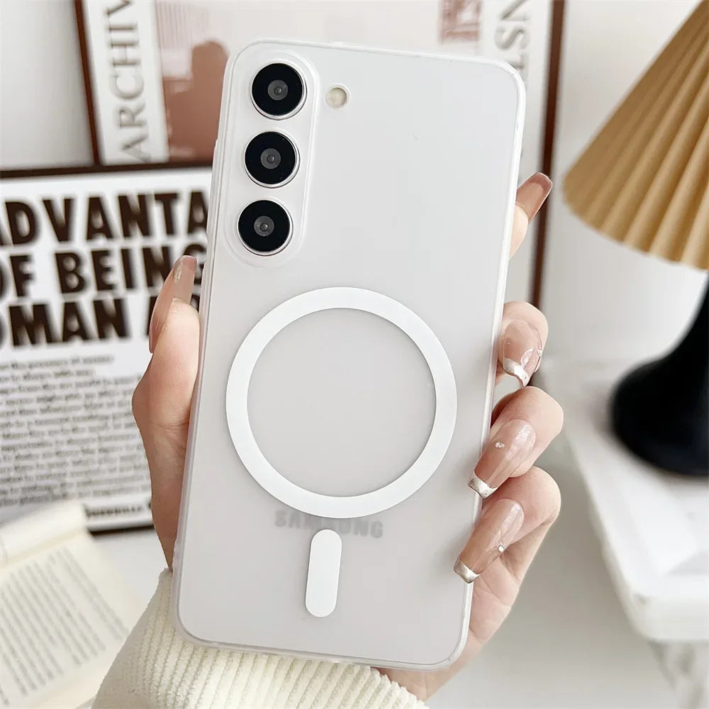 Matte Transparent Ultrathin Magnetic Phone Case for Samsung Galaxy S26 S25 S24 S23 S22 Ultra Plus S26+ Lens Protection PC Cover