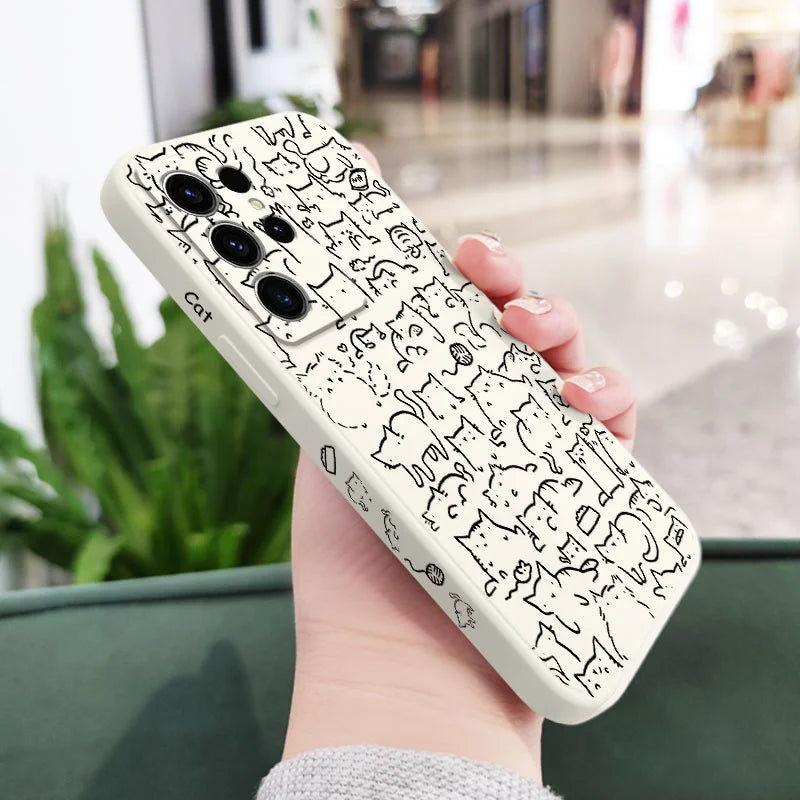 Line Cat Park Phone Case For Samsung Galaxy S25 S24 S23 S22 S21 S20 S10 S10E S9 Ultra Plus FE Note 20 Ultra 10 9 Plus Cover