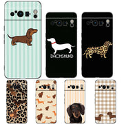 Cute Dachshund Bulldog Phone Case For Google Pixel 10A 10 9 8 7 6 Pro XL 9A 8A 6A 7A 5G Soft Shockproof TPU Black Cover