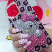 Kawaii Hello Kitty Rhinestone Bling Crystal Phone Case Chain for Iphone 7 8 17 16 15 14 13 12 11Pro Max Plus Shockproof Cover