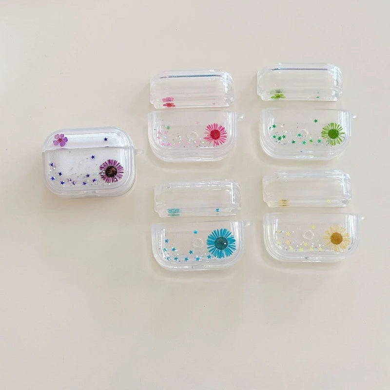 Drip Gel Dried Flower Sparkling Powder Snow Bead Daisy Earphone Case Earphone Protective Cover