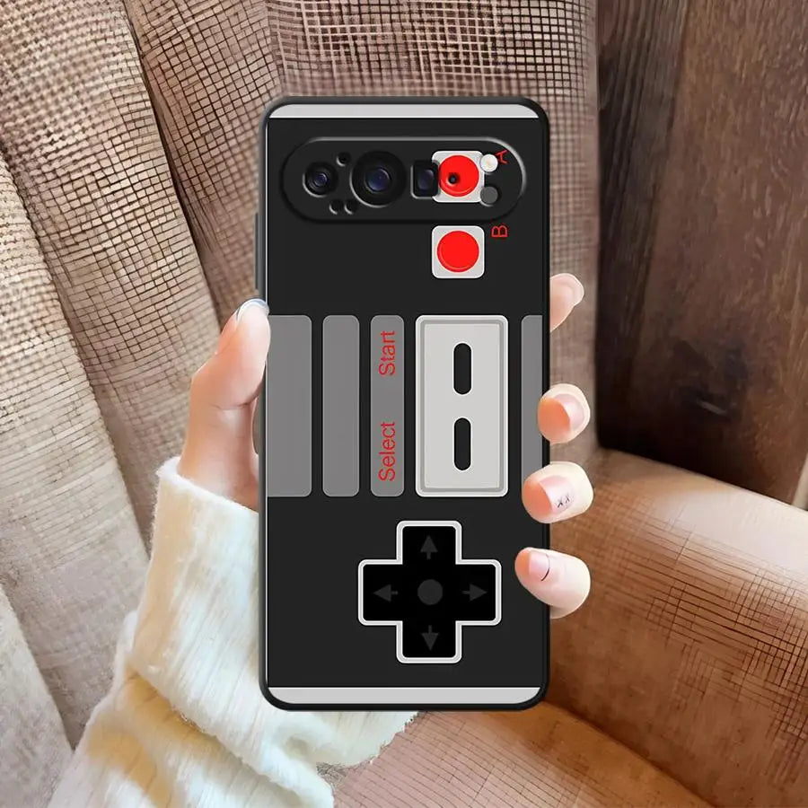 Retro Game Black Soft Shell Case for Google Pixel 7a 6 7 8 Pro 10 9 Pro XL 9a 8a 6a