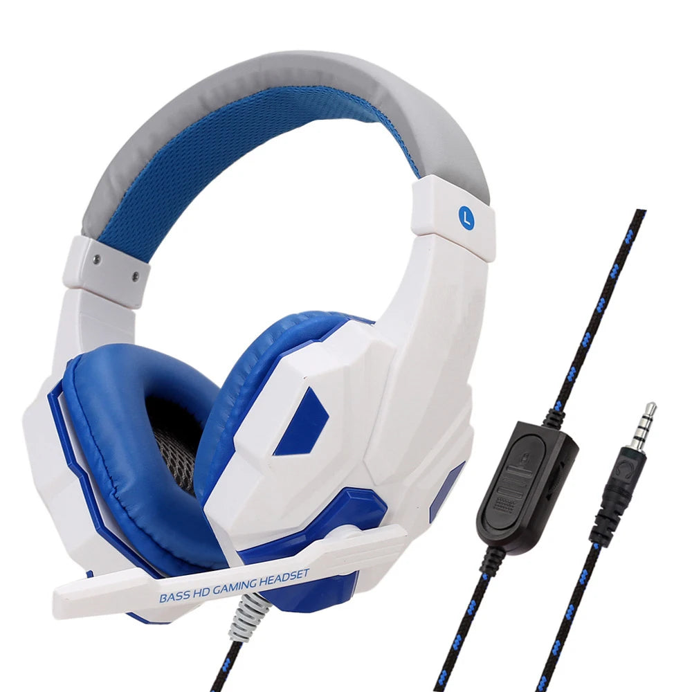 Gaming Headsets Over-Ear 3.5mm Wired Headphones Music Stereo Earphones With Adjustable Microphone For Computer Phone Laptop PC