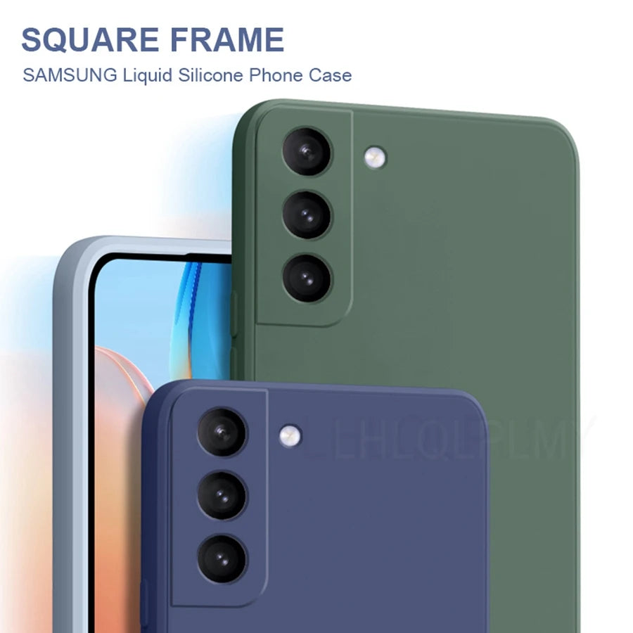 Square Liquid Silicone Soft Case For Samsung Galaxy S22 S21 S20 FE 5G S10 Plus Note 20 Ultra 10 Lite A22 A32 A52 A72 Full Cover