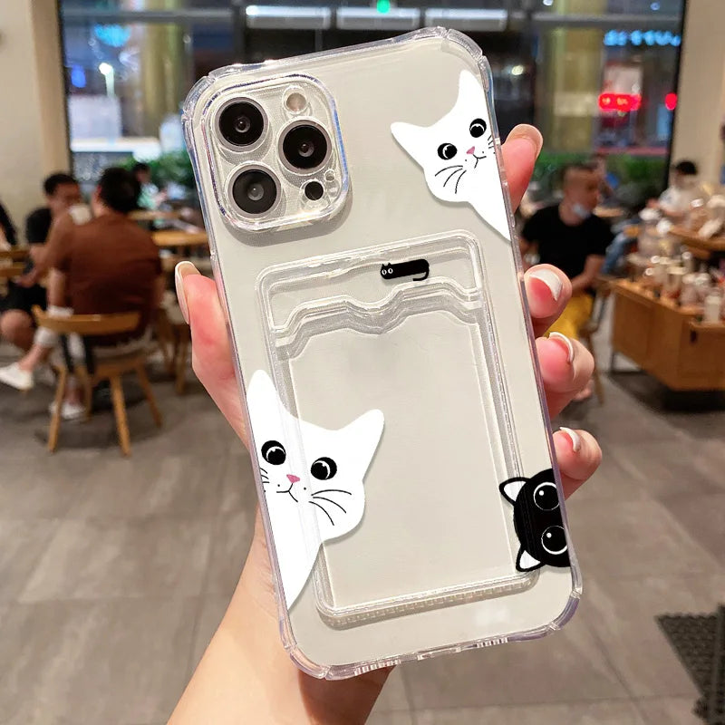 Card Slot Holder Phone Case For iPhone 13 17 15 16 11 12 14 Pro Max 16e Air XR XS X 7 8 Plus SE Soft Photo Pocket Wallet Cover