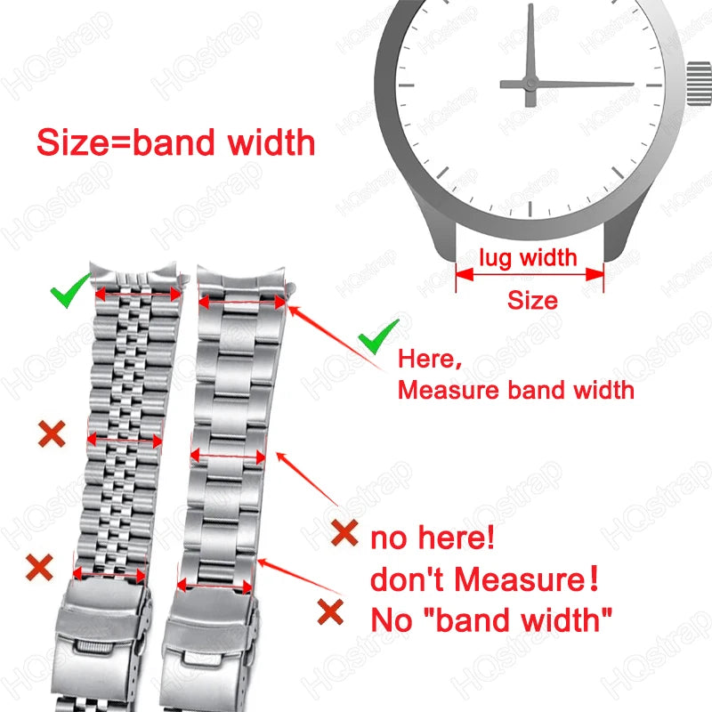 Full Solid Stainless Steel Strap 18mm 20mm 22mm 24mm 26 High Quality Watch Band Flat Interface Wristband with Tool  Accessories