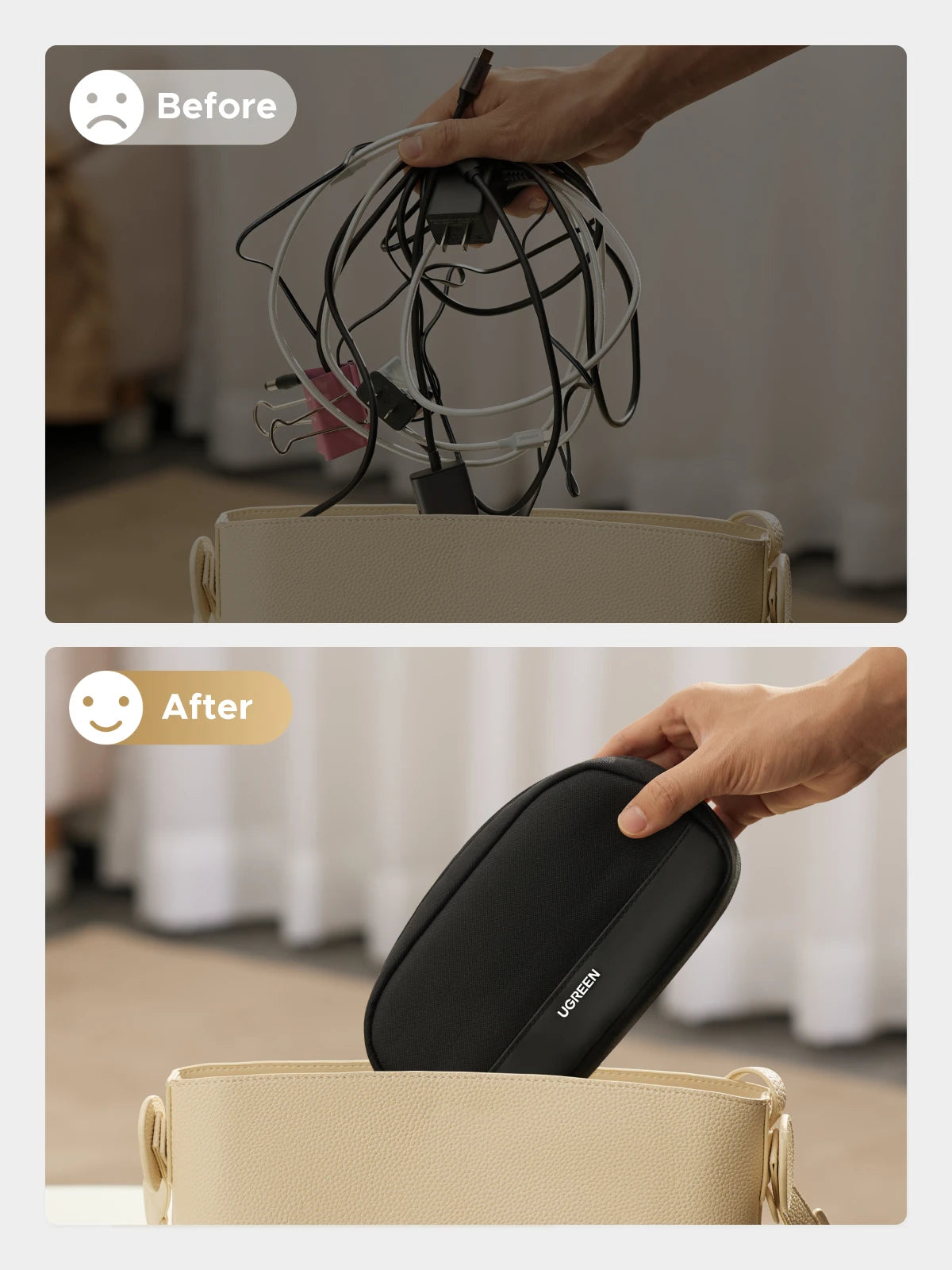 UGREEN Storage Bag Case Organizer Bag S/M Size for Laptop Power Adapter HUB Earphone Cable Charger PC Digital Laptop Accessories