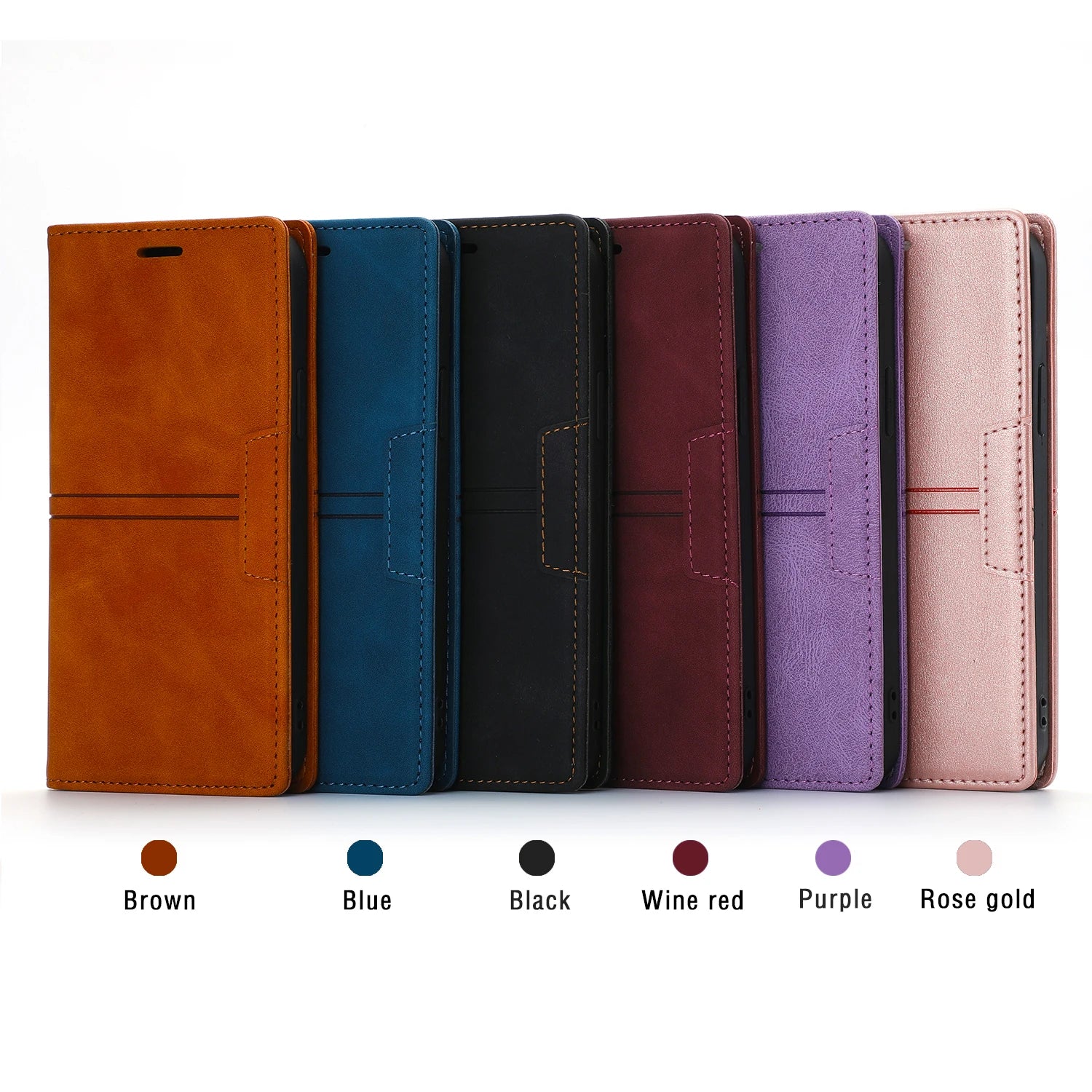 Leather Flip Wallet Case for for iPhone 17 16 15 14 Pro Max 13 11 12 XS Max XR 16E 8 7 Plus SE Magnetic Cards Holder Phone Cover