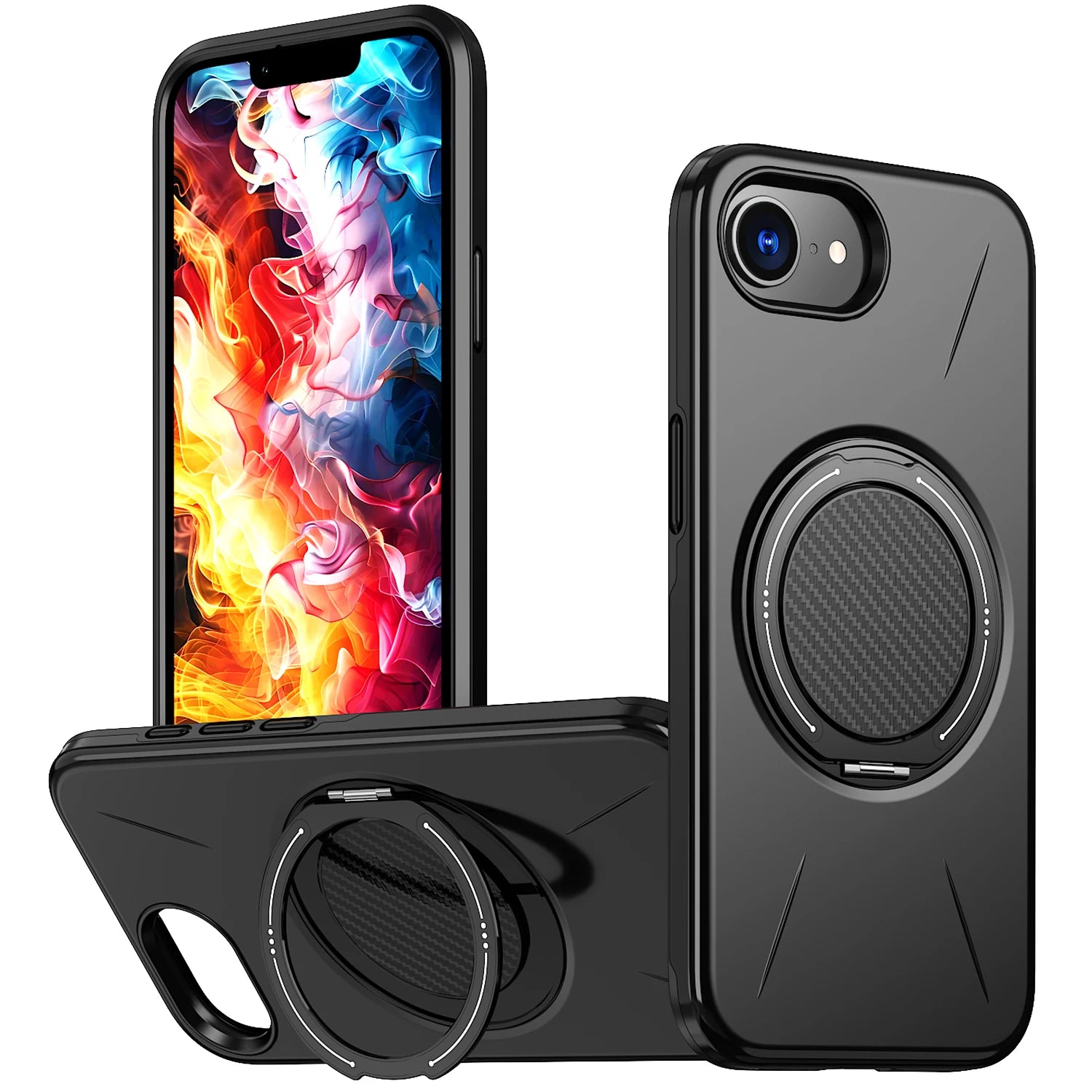 360° Rotating Magnetic Stand Holder Phone Case for iPhone 17E 16E Magsafe Shockproof Bracket Covers Funda