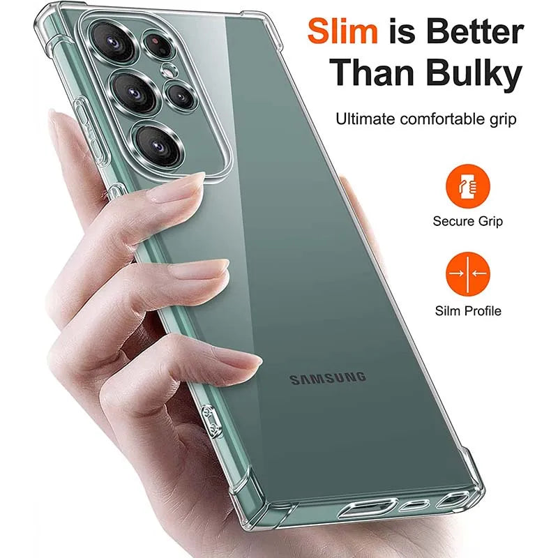 Air-Bag Shockproof Clear Case For Samsung Galaxy S25 S10 S20 S21 S22 S23 S24 FE S 25 Plus S26 Ultra Transparent Cover Case