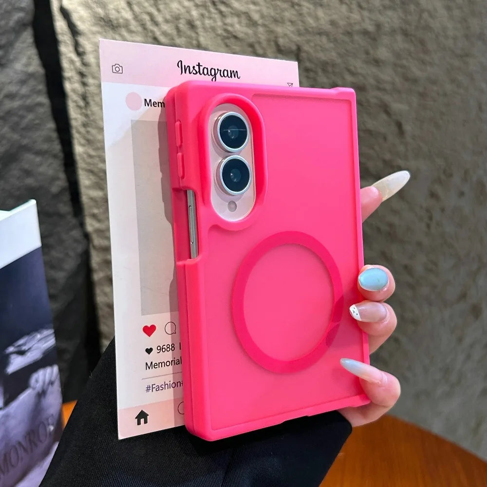 Luxury Frosted For Magsafe Magnetic Skin Feel Phone Case For Samsung Galaxy Z Fold 8 Ultra 7 Matte Fold Cover Shockproof Funda