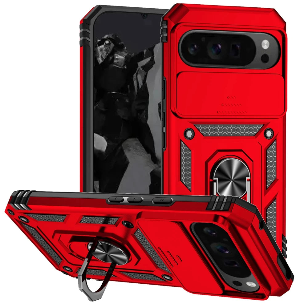 Shockproof Armor Funda For Google Pixel 6 7 8 9 10 Pro XL 10A 5G Slide Lens Protect Case For Pixel 6A 7A 8A 9A Ring Holder Cover