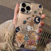 Luxury Stars Moon Clear Glitter Phone Case For iPhone 17 13 16 15 11 12 14 Pro Max 17 Air XR X 16e Case Soft Shockproof Cover