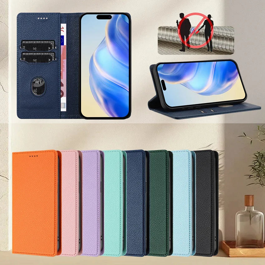 Rfid Blocking Leather Case For Samsung Galaxy S25 S24 S23 S22 S21 S20 Ultra Plus FE 5G Magnetic Wallet Flip Card Slot Cover