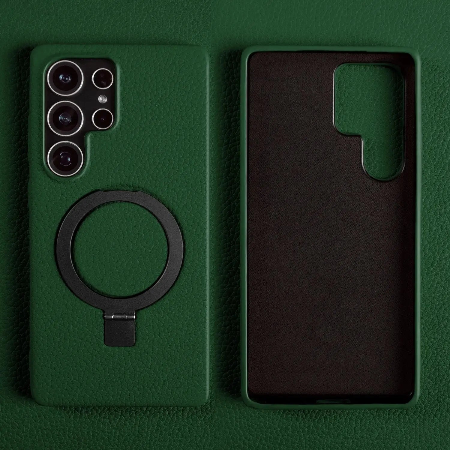Magnet Ring Stand Phone Case For Samsung Galaxy S25 Ultra S24 S23 S22 S21 S20FE Cover Genuine Leather Case Magnetic Back Cover