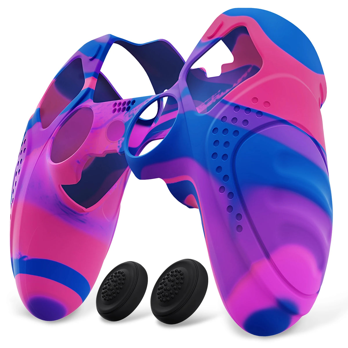 PlayVital Anti-Slip Silicone Cover for PS5 Edge Controller, Rubber Protector Case with Thumb Grip Caps - Guardian Edition Series