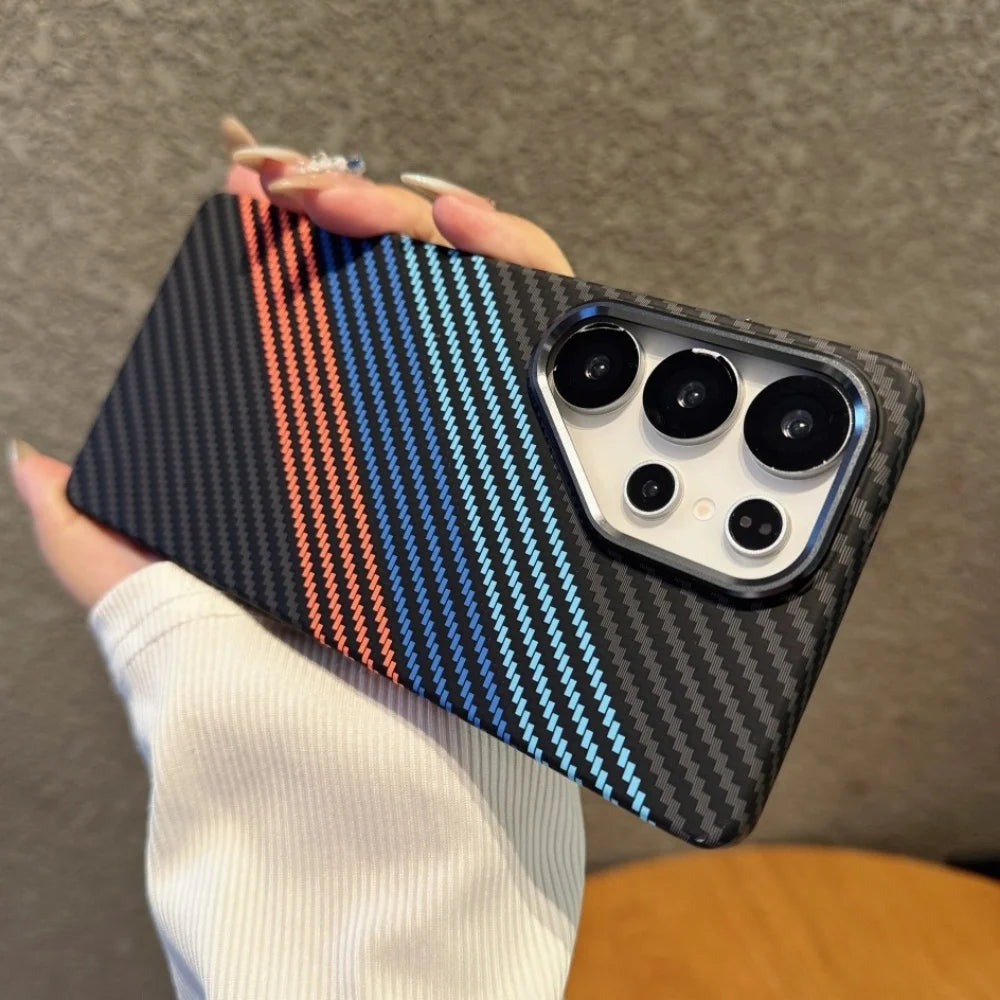 High end Carbon Fibre Wireless Charging for Magsafe Phone Case for Samsung Galaxy S25 S26 Ultra S26 Plus Alloy Lens Hard PC Case