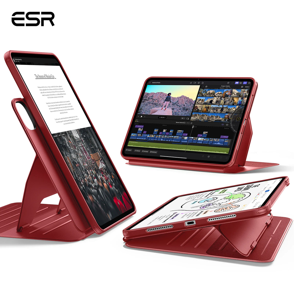 ESR for iPad Pro 11/13(M5/M4) Removable Magnetic Case Adjustable Angle Cover for iPad 11(A16)& Air 11/13(2026/2025/2024)