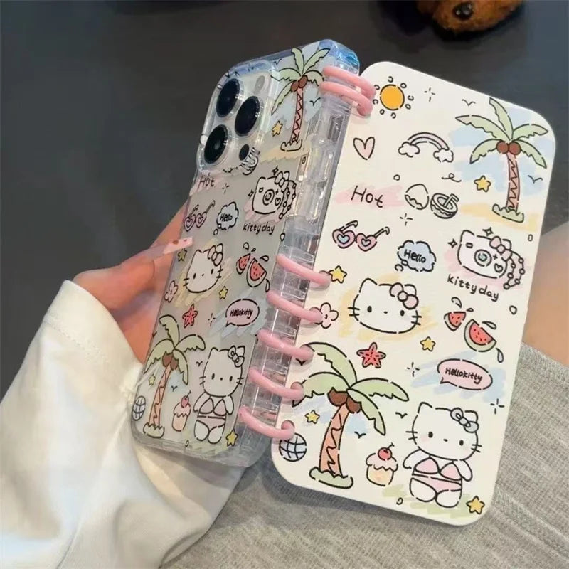 Sanrio 3D Cartoon Flip Notebook Kitty Kuromi Phone Holder Case for Samsung Galaxy S26 S25 S24 S23 S22 Ultra S21 S20 FE Cover